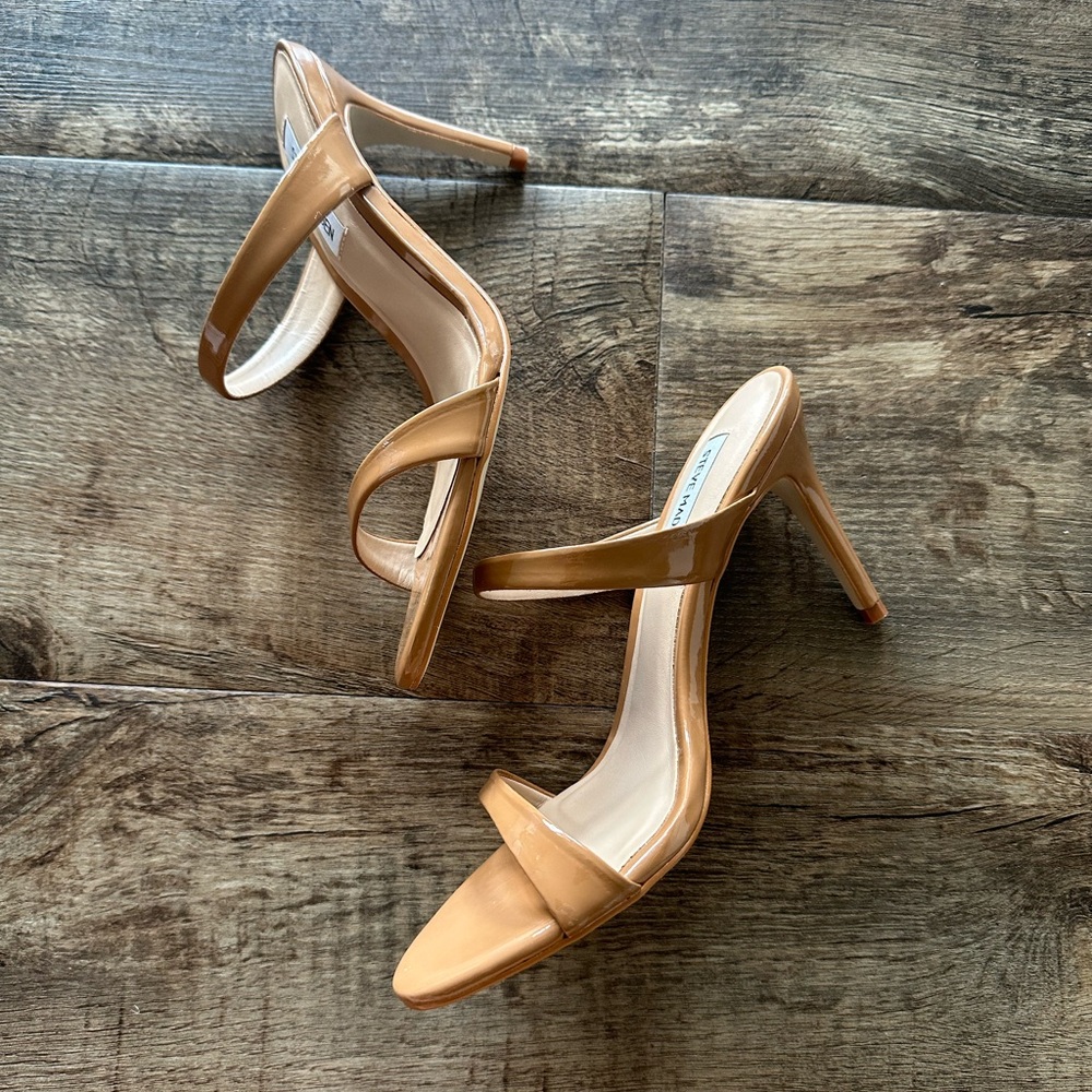 Steve Madden Rosalina Cognac Patent Heel Sandals